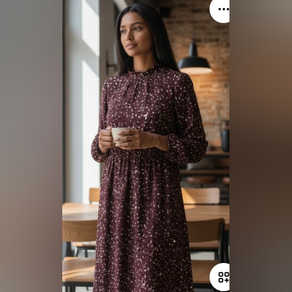 Elegant Maroon Patterned Dress